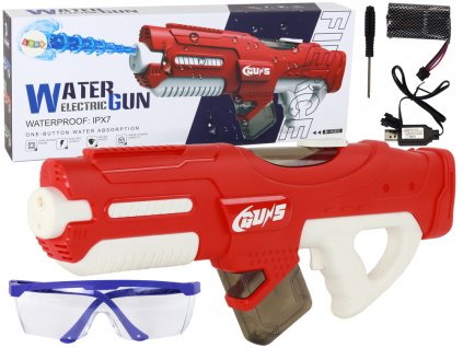 Velká vodní pistole 750ml s vodotěsnými brýlemi červená