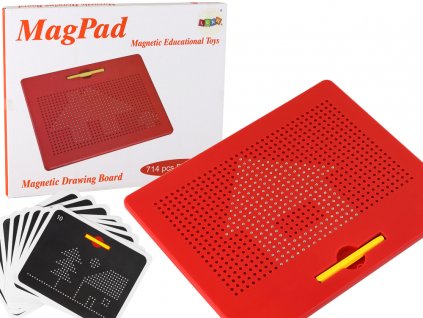 Magnetická tabule MagPad s kuličkami a šablonami červená