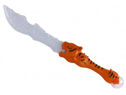 Dětský světelný meč s rukojetí tygra oranžový