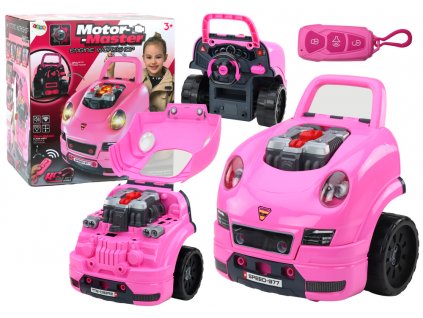 Dílna motorového auta k rozebírání - sada pro (malé) kutily růžová