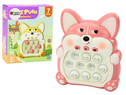 Zručnostní hra konzole Pop-It lišák 7 herních režimů růžová senzorická