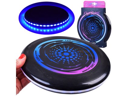 Létající svítící LED disk UFO 23 cm na házení a zábavu