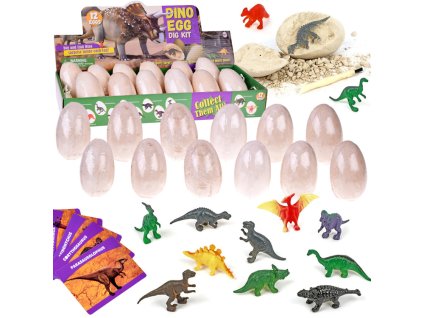 Archeologická sada 12 velkých vajec s kartami Objev svět dinosaurů