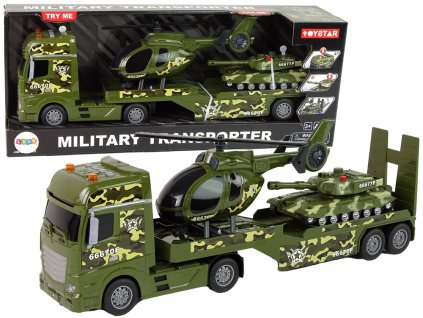 Vojenská sada tank s třecím pohonem, helikoptéra a nákladní auto