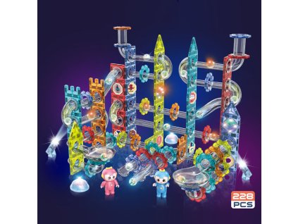 Magnetická svítící stavebnice kuličková dráha 228 dílů1