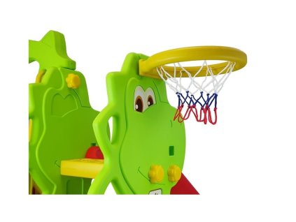 Dětská houpačka+skluzavka+basketbalový koš 3v1 dinosaurus