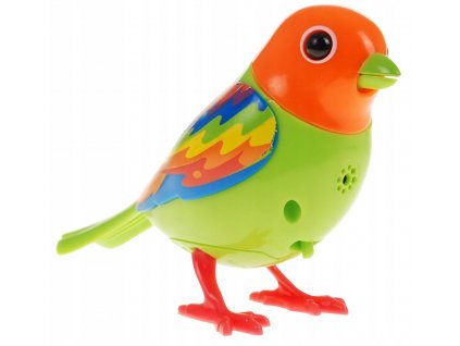 Digi Bird zpívající ptáček oranžovo zelený1