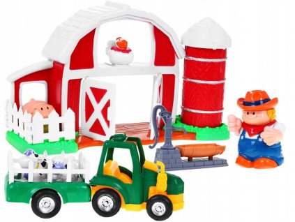 Velká farma pro malé farmáře, traktor + zvířatka a figurka1