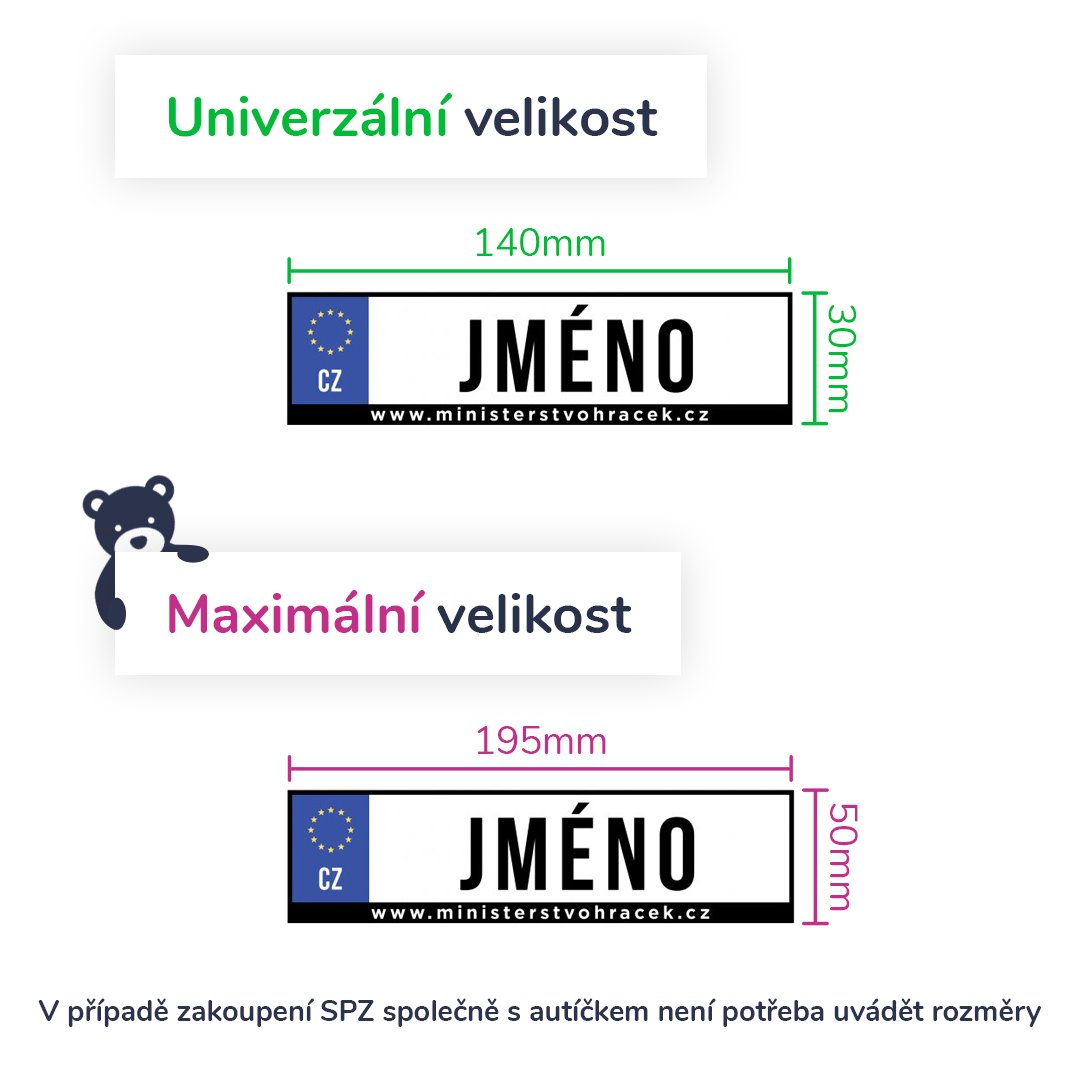 mamido Vlastní SPZ s nápisem na elektrické autíčko
