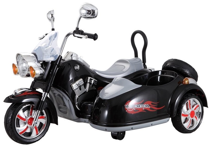 mamido Dětská elektrická motorka Chopper s postranním vozíkem černá