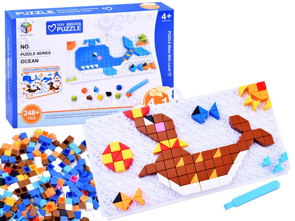 mamido Dětská kreativní sada mozaikové bloky modré