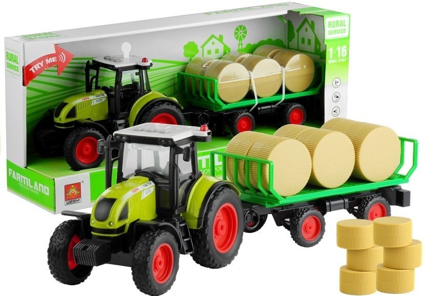 Levně mamido Traktor s vlečkou a senem se zvuky a světly