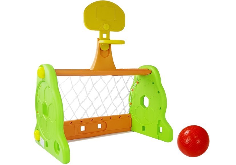 mamido Dětská fotbalová branka + basketbalový koš 2v1 zelená