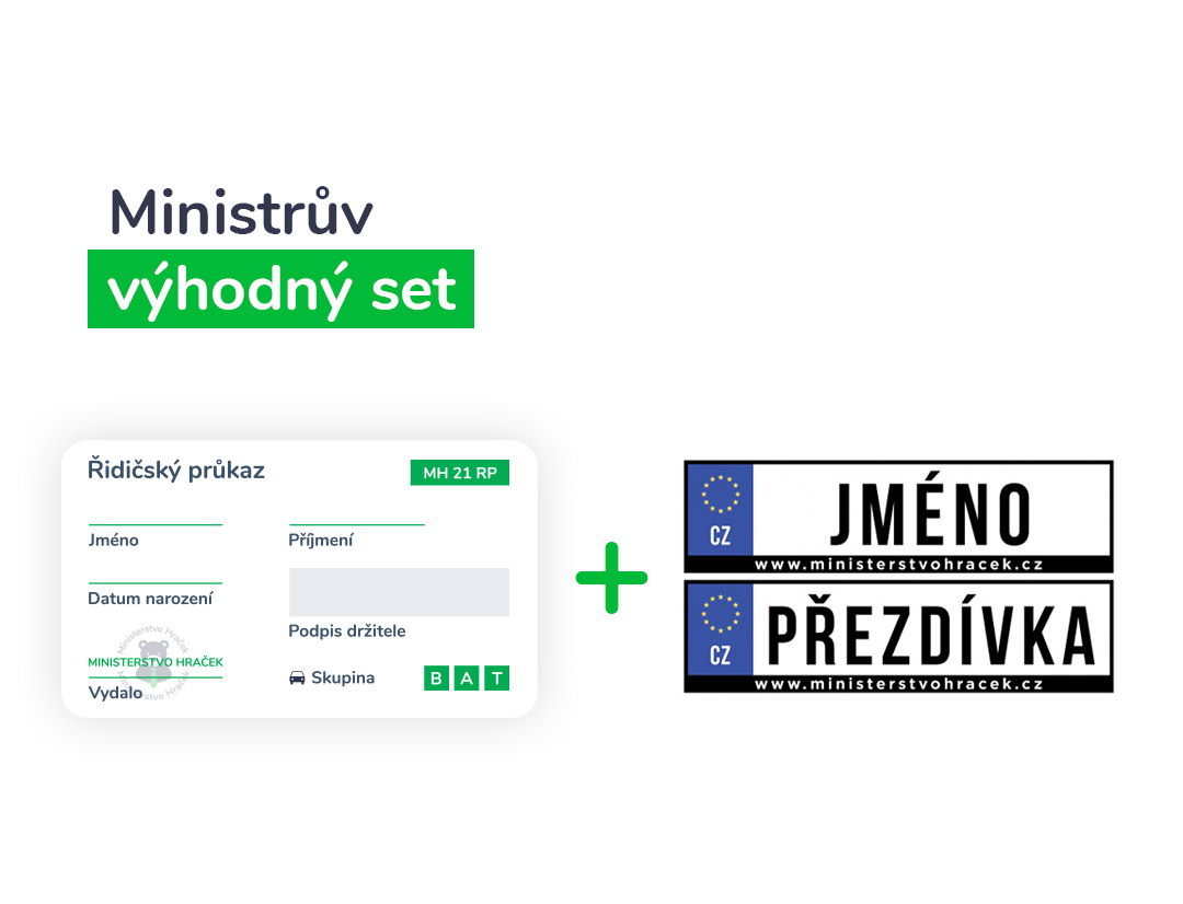 mamido Vlastní SPZ + řidičský průkaz