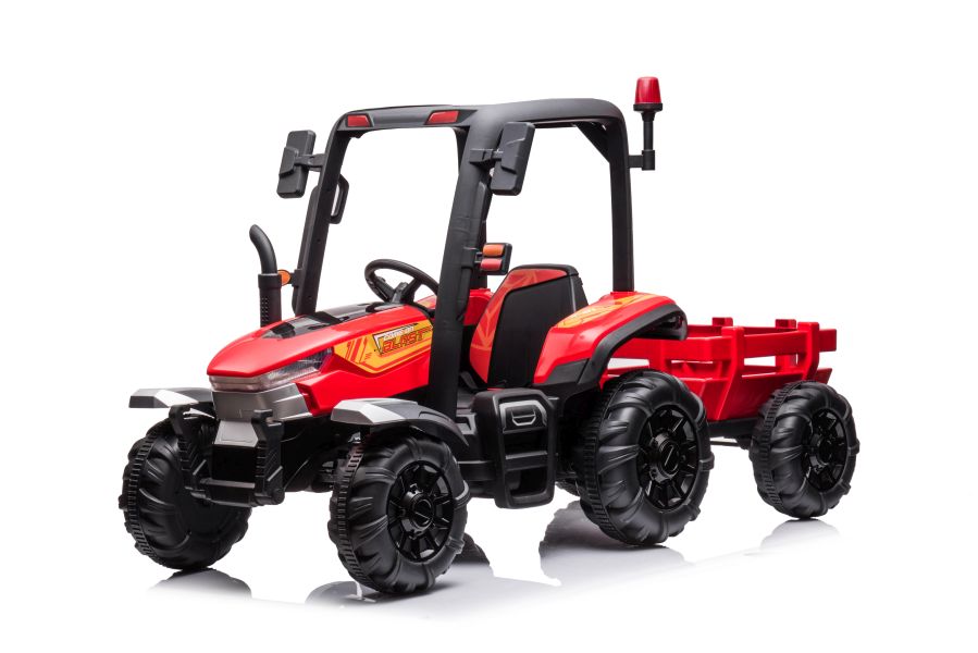 Levně mamido Dětský elektrický traktor s přívěsem BLT červený