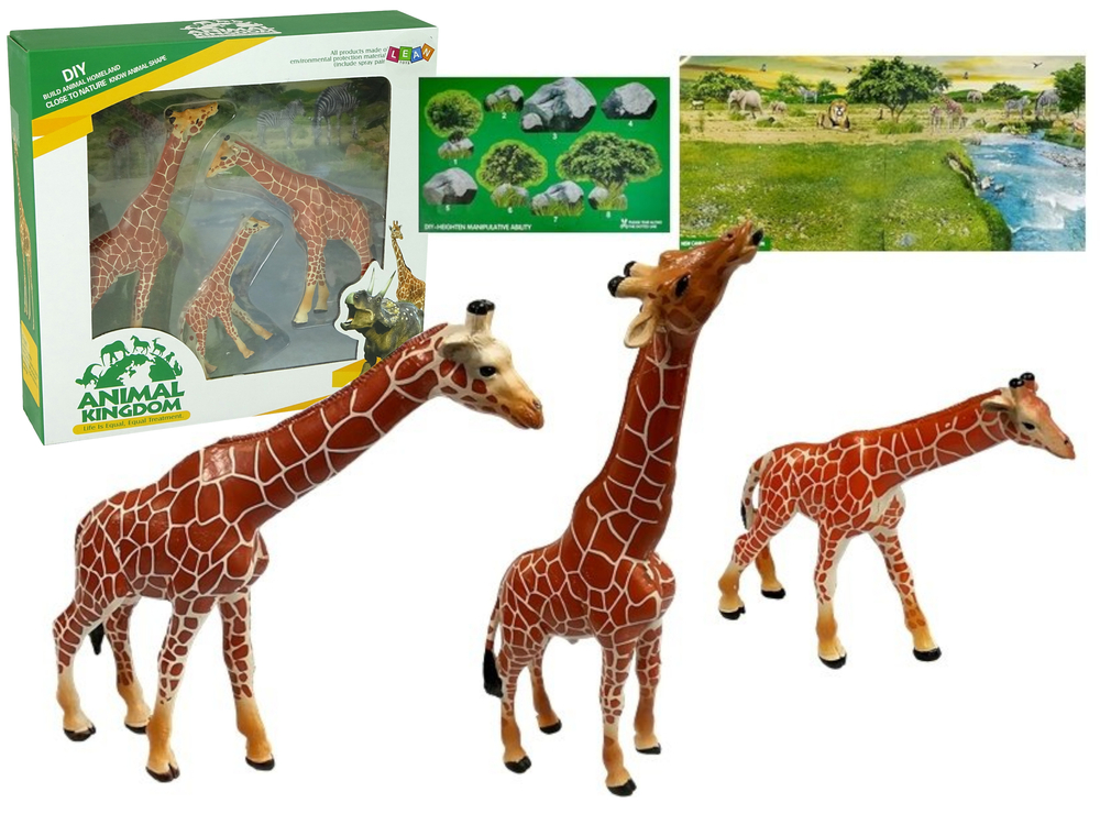 mamido Figurky žiraf s pozadím Afriky