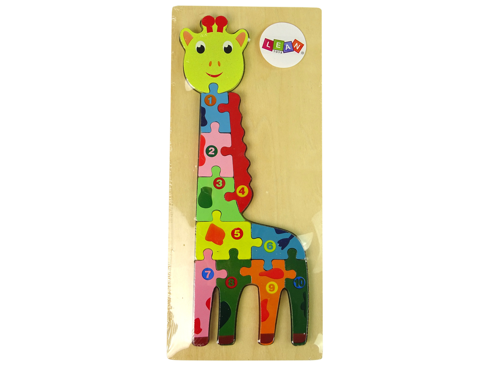 mamido Dřevěné puzzle s čísly žirafa