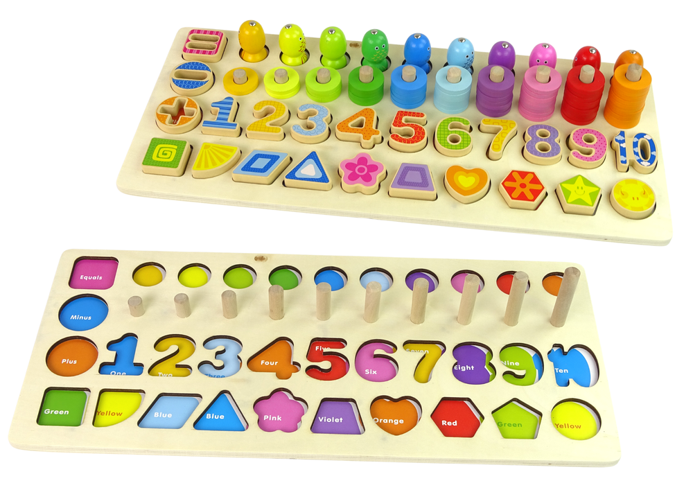 mamido Dřevěná vzdělávací tabule 4v1 čísla písmena tvary