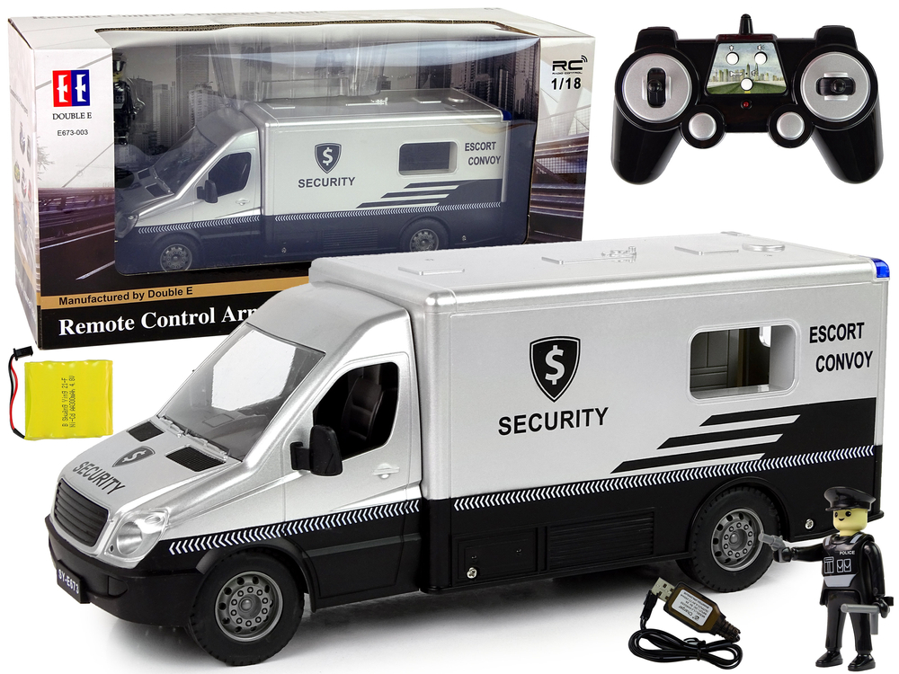 Mamido Double E Double E Bezpečnostní auto na dálkové ovládání Convoy Bank Car RC 1:18