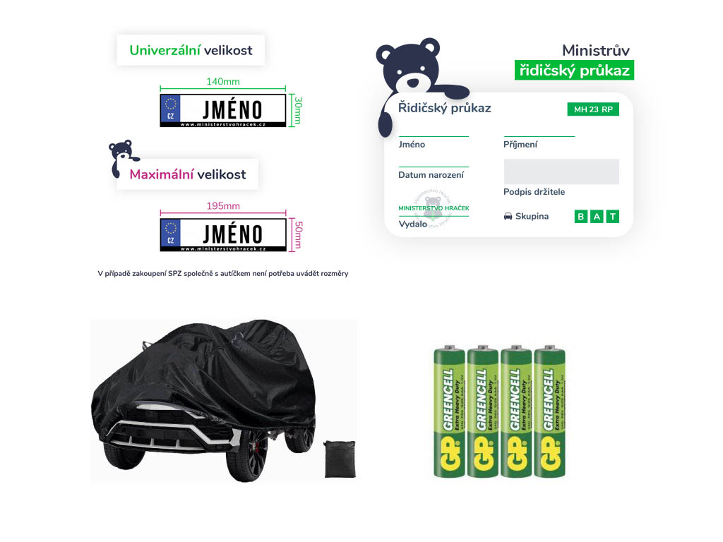 Levně mamido Základní sada 4v1 pro elektrické autíčko velikost L AAA SPZ