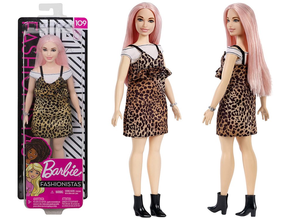 mamido Panenka Barbie Fashionistas s šaty v leopardím vzoru