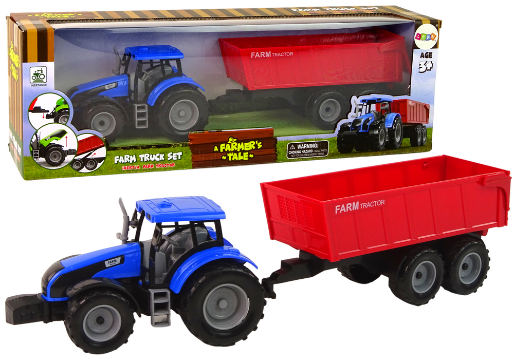 mamido Zemědělský traktor s přívěsem modrý