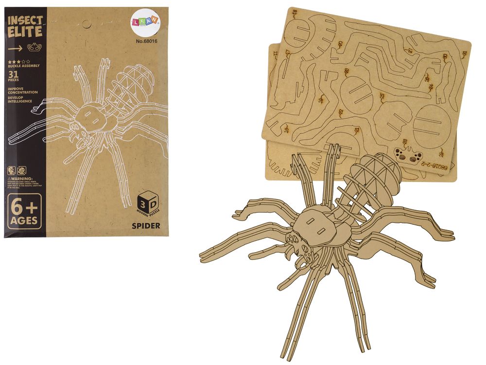 Levně mamido Dřevěné 3D puzzle Pavouk 31 dílků