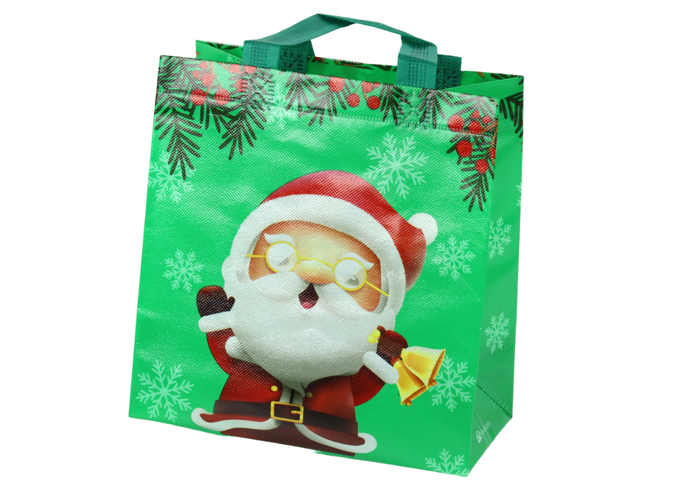 mamido Dárková taška s motivem Santa Claus 23cm x 21,5cm x 11cm zelená