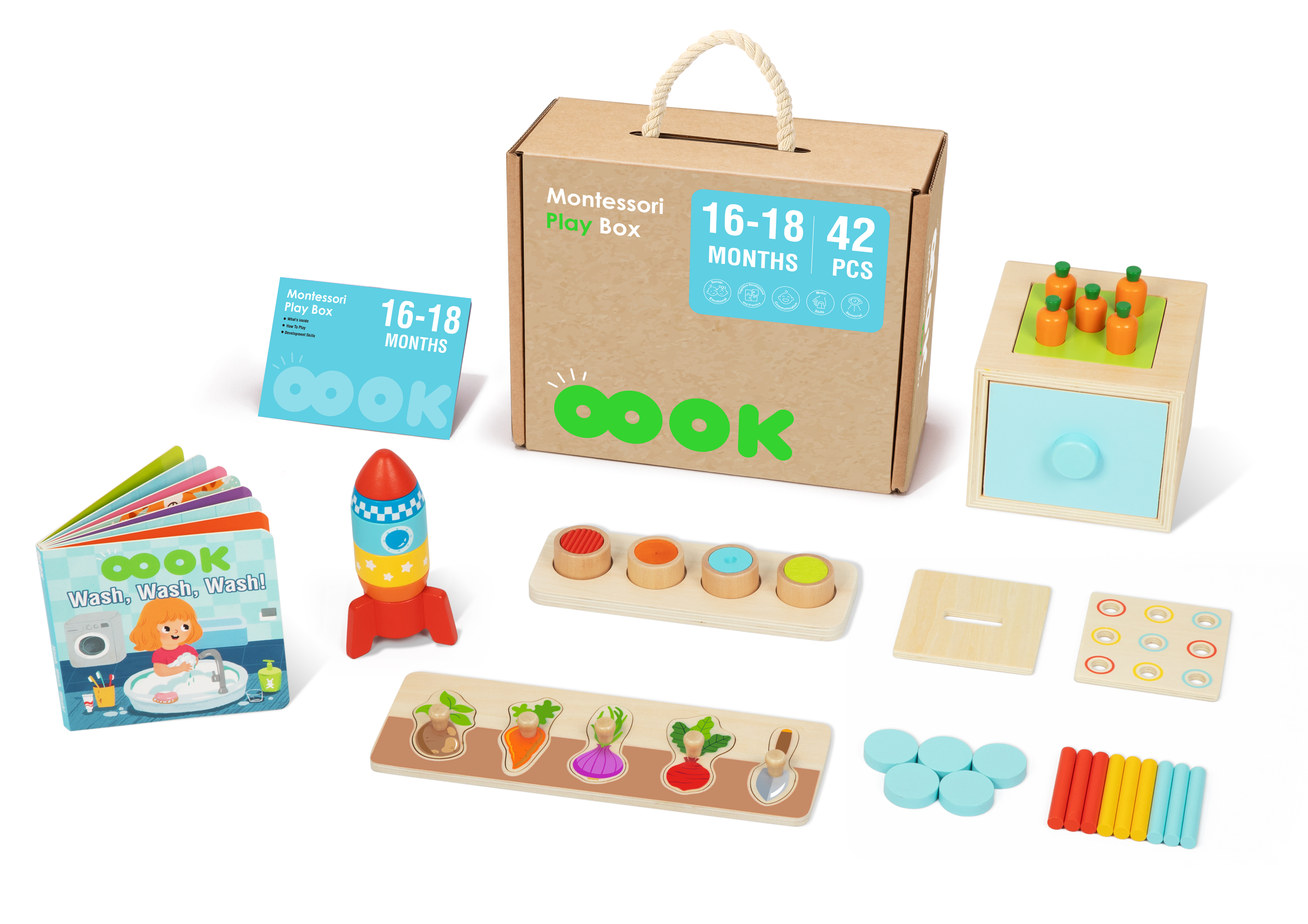 Mamido Montessori box XXL 6v1 42ks pro děti od 16 měsíců Naučné Motorické
