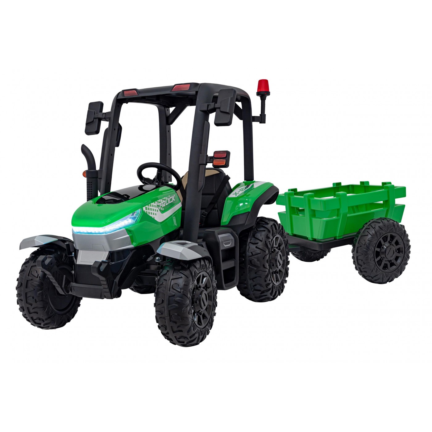 mamido Dětský elektrický traktor BLAST s přívěsem 2x200W zelený