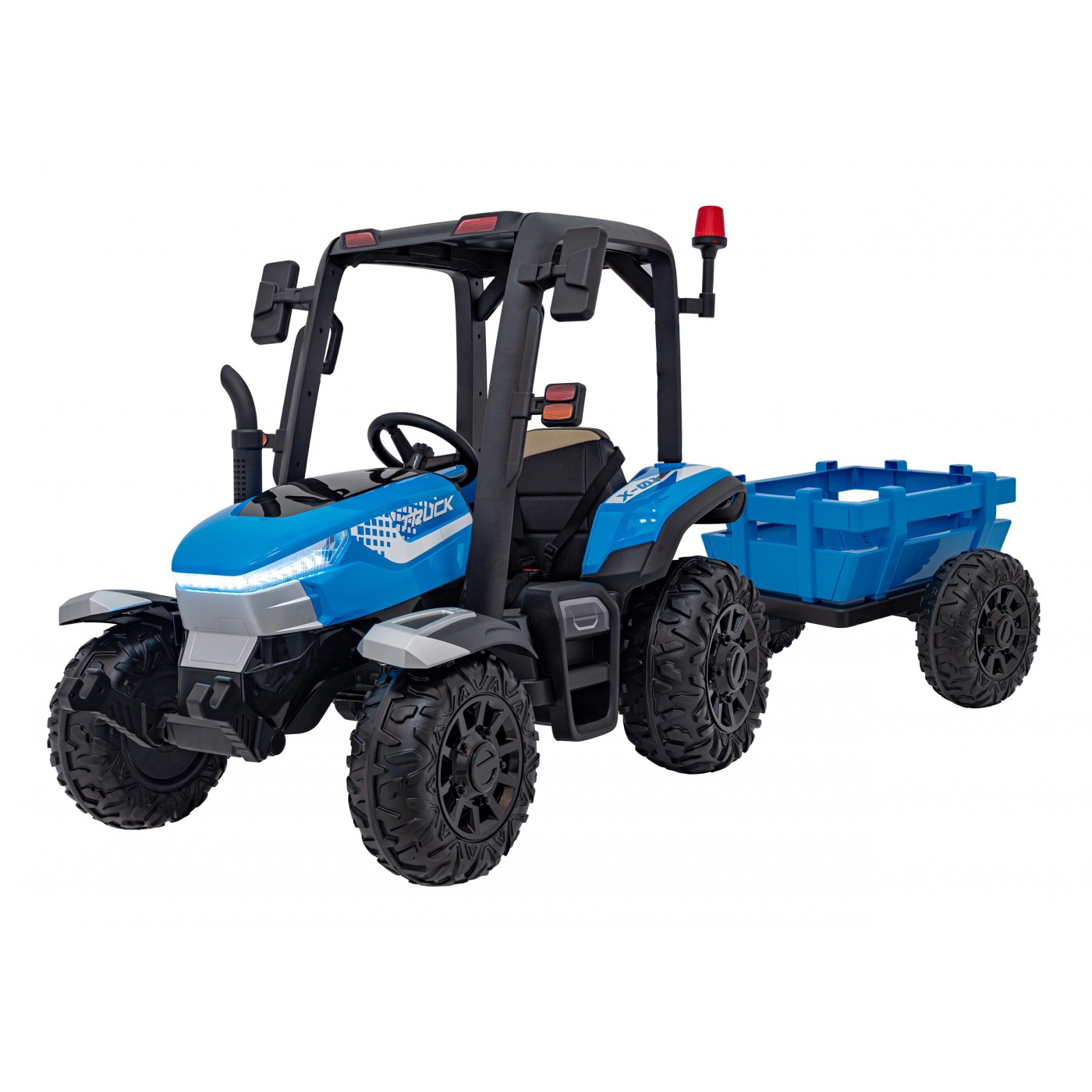 mamido Dětský elektrický traktor BLAST s přívěsem 2x200W modrý