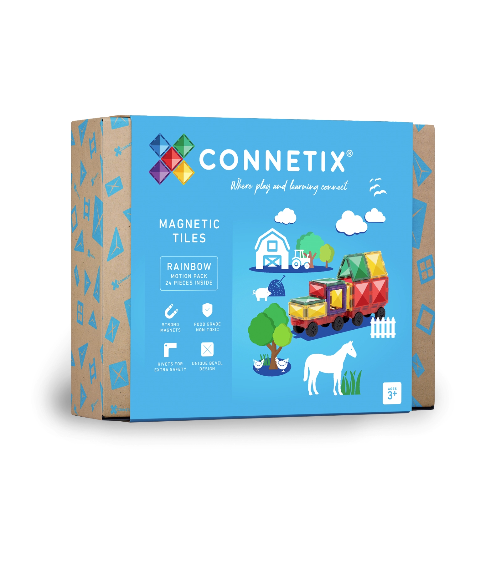 Connetix Connetix Tiles - Magnetická Stavebnice Duhová Motion 24 ks