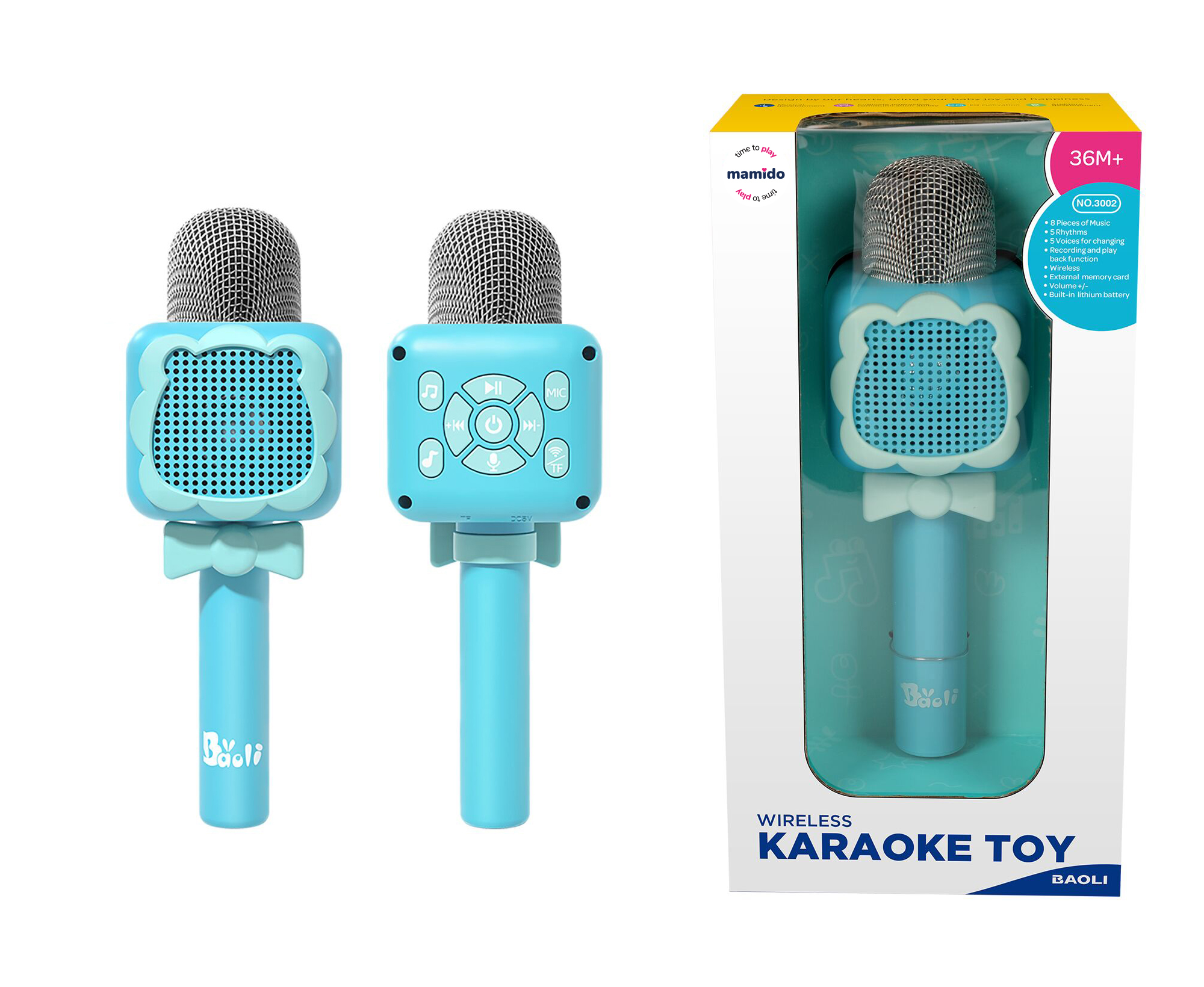 Mamido Dětský bezdratový Bluetooth karaoke mikrofon modrý MT1565
