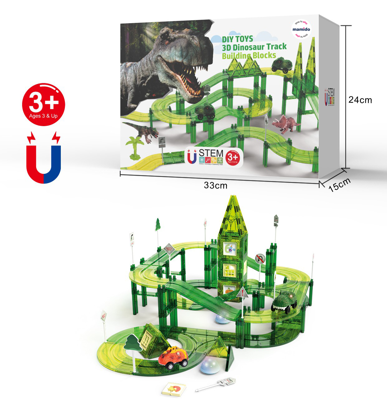 Mamido Dinosauří magnetická závodní dráha 164 dílů MT1497