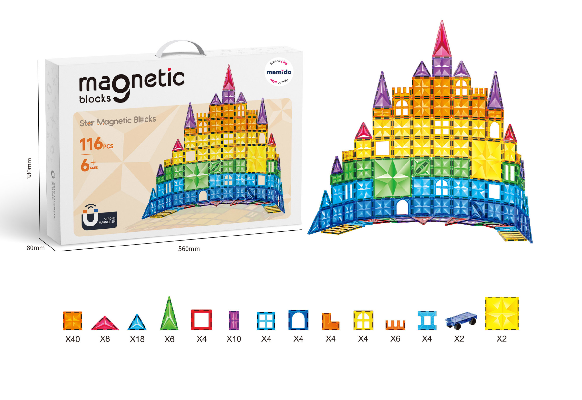 Levně Mamido Magnetická stavebnice 116 dílů Diamond Castle MT1502