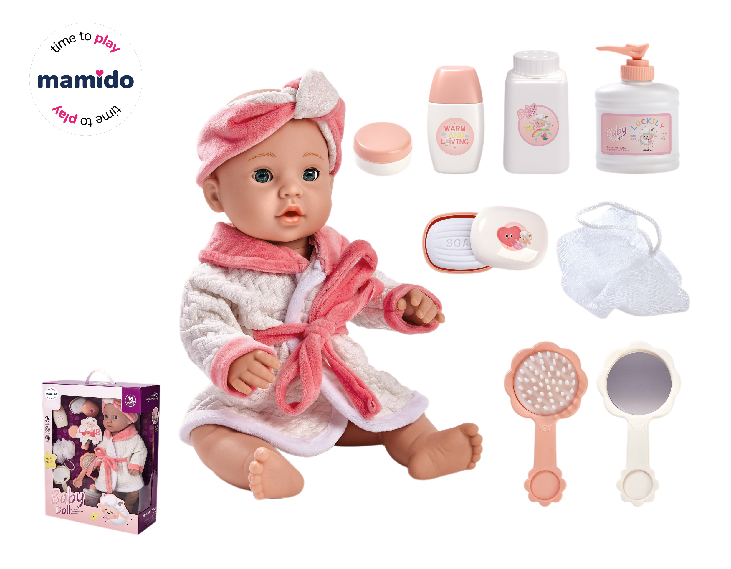 Levně Mamido Panenka miminko s koupací sadou a doplňky Baby Doll MT1221