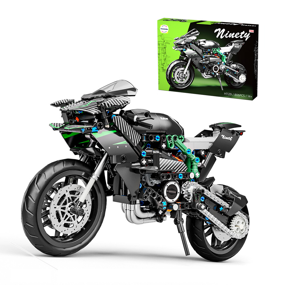 Mamido Technická stavebnice motorka Ninety 1:8 806 dílů zelená MT1613