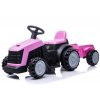 Dětský elektrický traktor s vlečkou růžový
