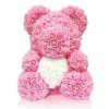 Medvídek z růží Rose Bear růžový s bílým srdíčkem 40 cm 2