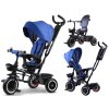 Dětská tříkolka 3v1 se stříškou tmavě modrá