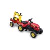 Šlapací traktor s přívěsem a lopatou červený2