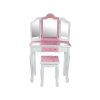 Dětský dřevěný kosmetický stoleček bílo růžový 3