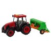 Traktor se secím přívěsem červený2