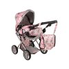 Kočárek pro panenky růžový s květinami05