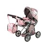 Kočárek pro panenky růžový s květinami06