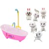 Malovací a koupelnová sada pro zvířátka 6 ks vana s fixy růžová