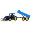 Velký traktor s přívěsem a výměnnými díly modrý