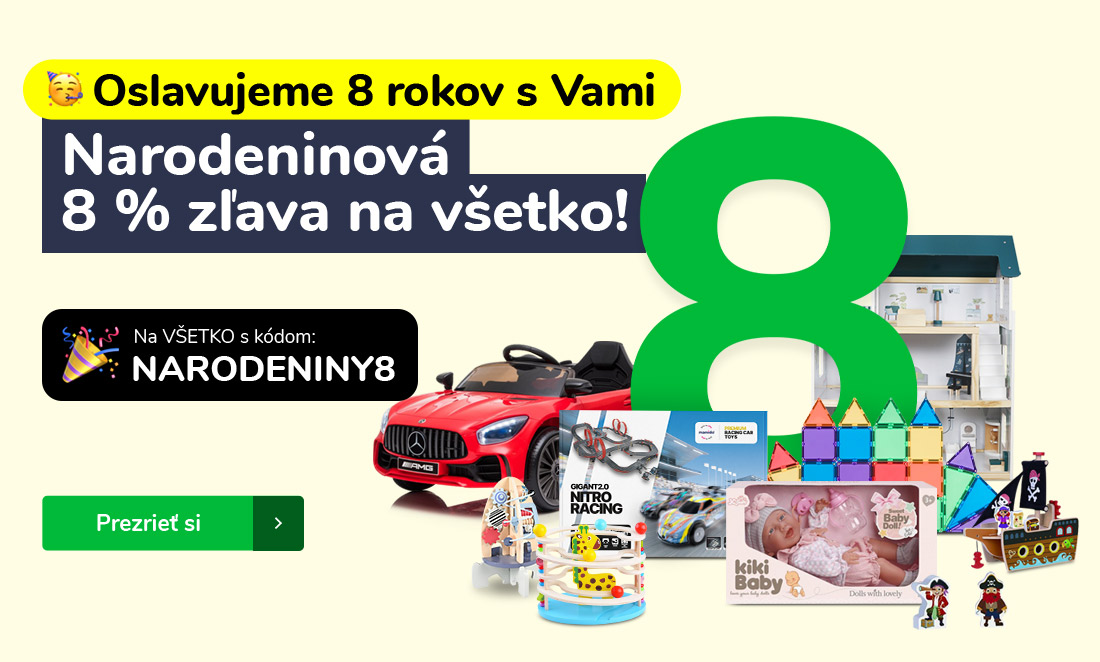 Oslavujeme 8 rokov s Vami. Narodeninová 8 % zľava na všetko!