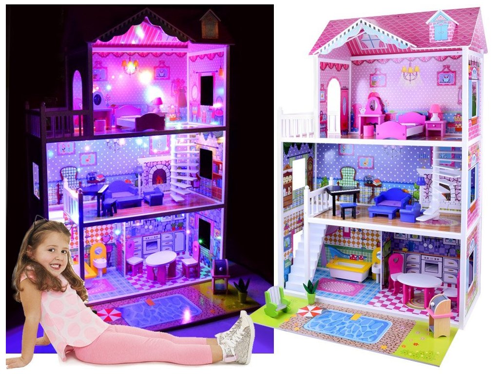 Drevený domček pre bábiky XXL s LED osvetlením | Ministerstvo Hračiek