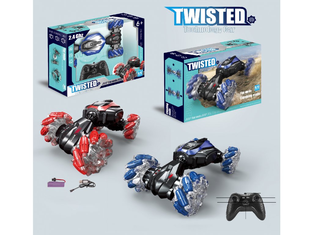 Mamido Mamido Auto na diaľkové ovládanie RC + Ovládanie pohybom ruky Twisted 360° 4x4
 červené